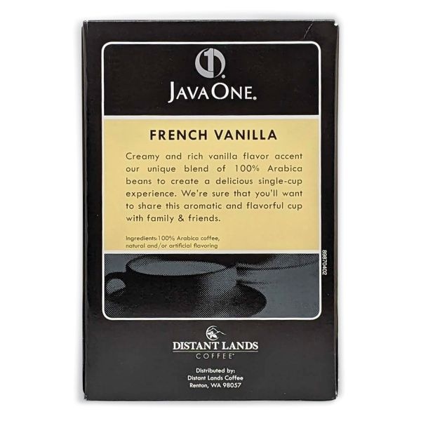 Java One Coffee Pods, French Vanilla, Light Roast, Single Cup, 14/Box