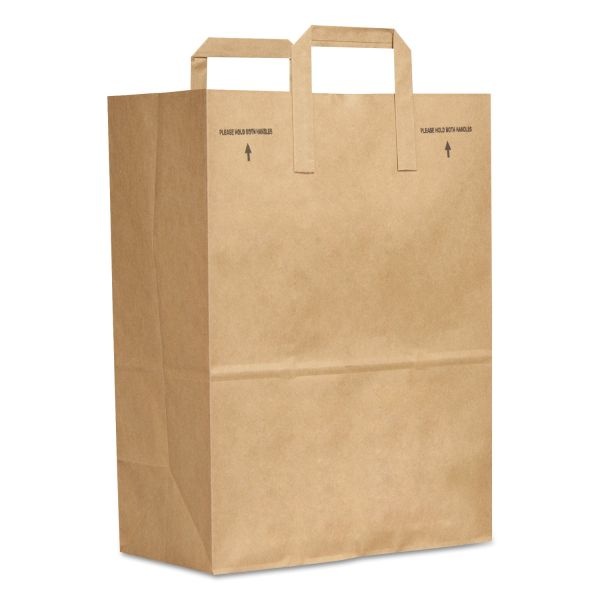 General Grocery Paper Bags, Attached Handle, 30 Lb Capacity, 1/6 Bbl, 12 X 7 X 17, Kraft, 300 Bags