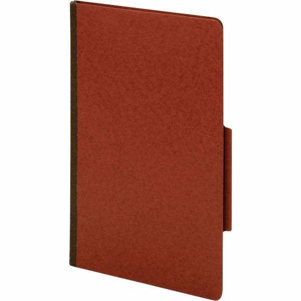 Pressboard Classification Folder, 2 Dividers, 6 Partitions, 1/3 Cut, Legal Size, 30% Recycled, Red/Brown