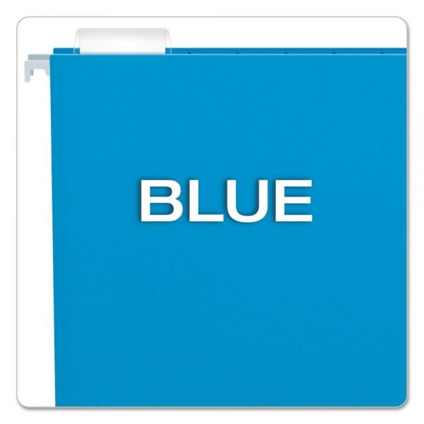 Pendaflex Colored Hanging Folders, Letter Size, 1/5-Cut Tabs, Blue, 25/Box