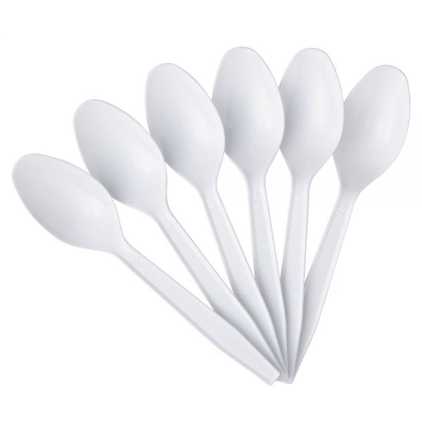 Highmark Medium-Length Plastic Cutlery, Spoons, Pack Of 100 Spoons