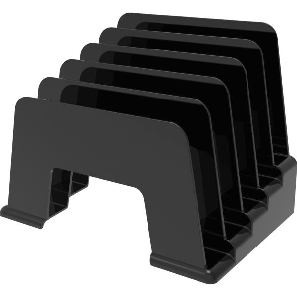 Deflecto 5-Compartment Desktop Incline Sorter, 30% Recycled, Black