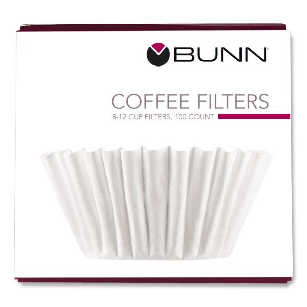 Bunn Coffee Filters, 8 To 12 Cup Size, Flat Bottom, 100/Pack, 12 Packs/Carton