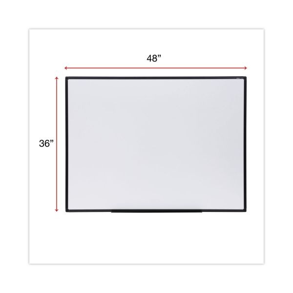 Universal Dry Erase Board, Melamine, 48 X 36, Black Frame