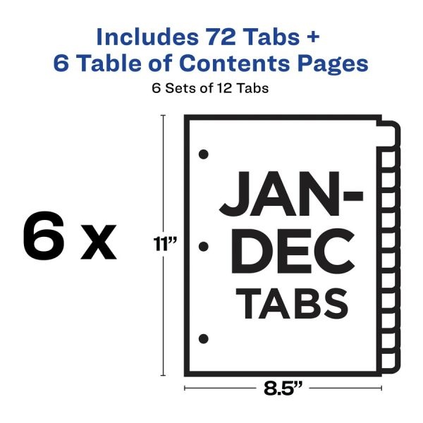 Avery Monthly Tab Table Of Contents Dividers