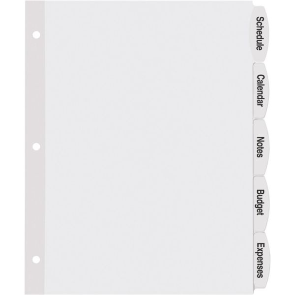 Avery Easy Peel Pop-Up Edge Label Dividers, 8 1/2" X 11", 5-Tab, White, Pack Of 4