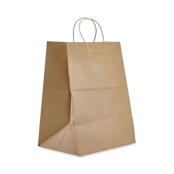 Prime Time Packaging Kraft Paper Bags, Regal, 12 X 9 X 15.75, Natural, 200/Carton