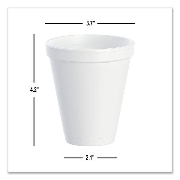 Dart Foam Drink Cups, 12 Oz, White, 1,000/Carton