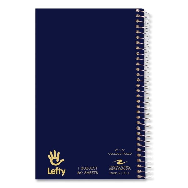 Roaring Spring Lefty Notebook, 1-Subject, Medium/College Rule, Random Asst Cover Color, (80) 8 X 5 Sheet, 24/Ct