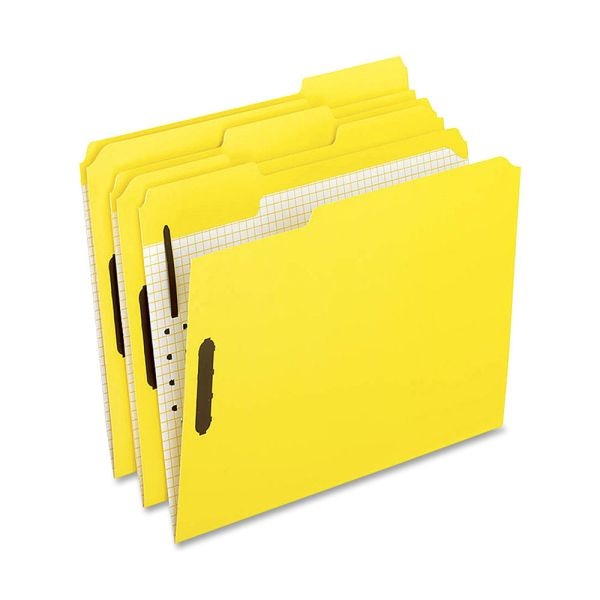 Oxford 1/3-Cut Color Fasteners Folders, Letter Size, Yellow, Box Of 50