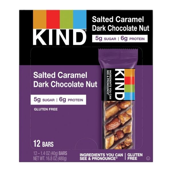Kind Salted Caramel And Dark Chocolate Nut Bars, 1.4-Oz Bars, Box Of 12 Bars