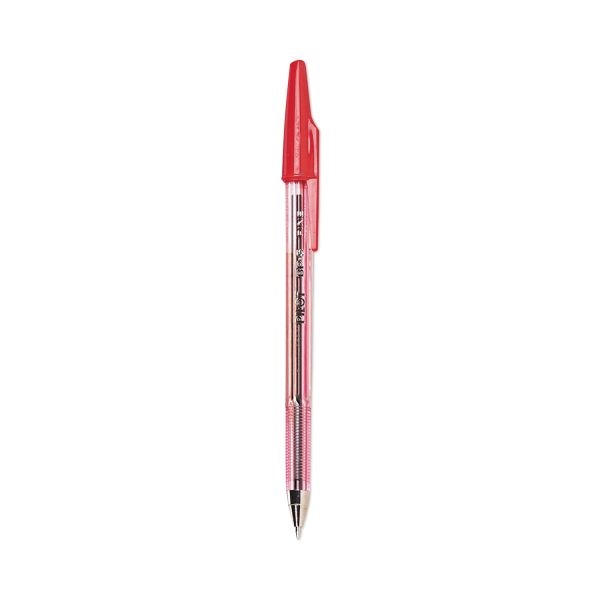 Pilot Better Ballpoint Pen, Stick, Fine 0.7 Mm, Red Ink, Translucent Red Barrel, Dozen