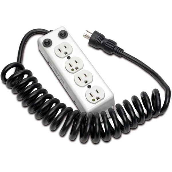 Tripp Lite Safe-It Power Strip Hospital Medical Antimicrobial 4 Outlet Ul1363a 3'-10' Coiled Cord