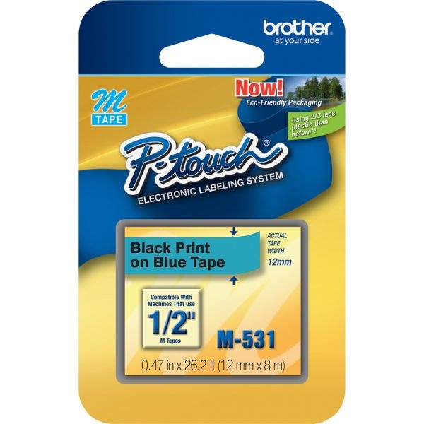 Brother P-Touch® TZe Laminated Removable Label Tapes, 0.47 x 26.2 ft, Blue  on White