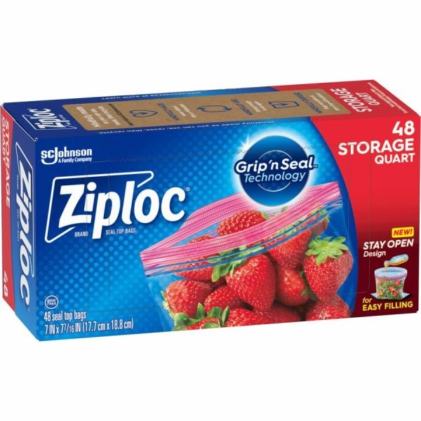 Ziploc Resealable Sandwich Bags, 1.2 Mil, 6.5 X 5.88, Clear, 40 Bags/Box,  12 Boxes/Carton