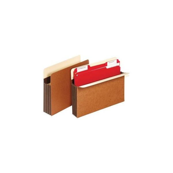 Pendaflex Extra-Wide Heavy-Duty File Pockets, 5.25" Expansion, Letter Size, Redrope, 10/Box