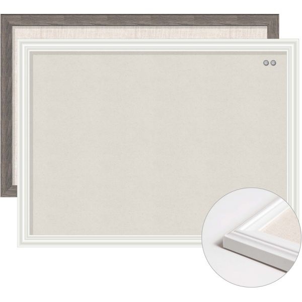 U Brands Linen Bulletin Board, 36" X 24" , Rustic Mdf Frame