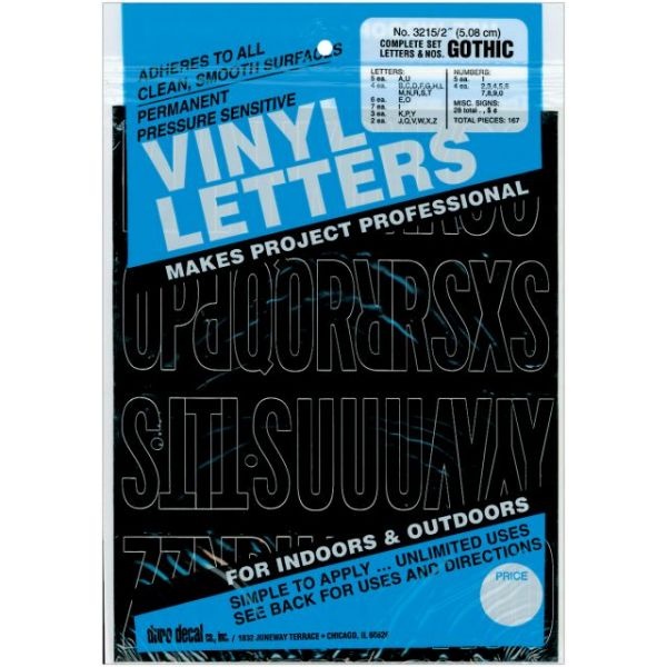 Permanent Adhesive Vinyl Letters & Numbers 2" 167/Pkg
