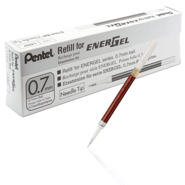Pentel Refill For Pentel Energel Retractable Liquid Gel Pens, Medium Needle Tip, Red Ink