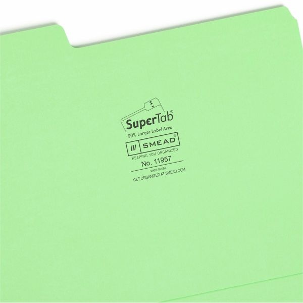 Smead Supertab Colored File Folders, 1/3-Cut Tabs: Assorted, Letter Size, 0.75" Expansion, 11-Pt Stock, Assorted Colors, 24/Pack