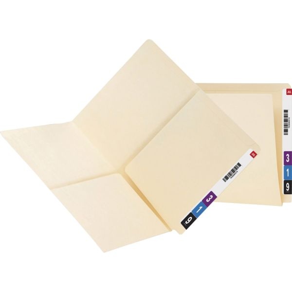 Smead End-Tab Pocket Folders With Shelf-Master Reinforced Tab, 2 Pockets, Letter Size, Straight-Cut Tab, Manila, Box Of 25
