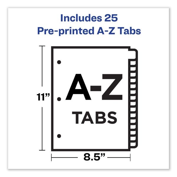 Avery 30% Recycled Preprinted Laminated Gold-Reinforced Tab Dividers, 8 1/2" X 11", Buff Dividers/Buff Tabs, A-z