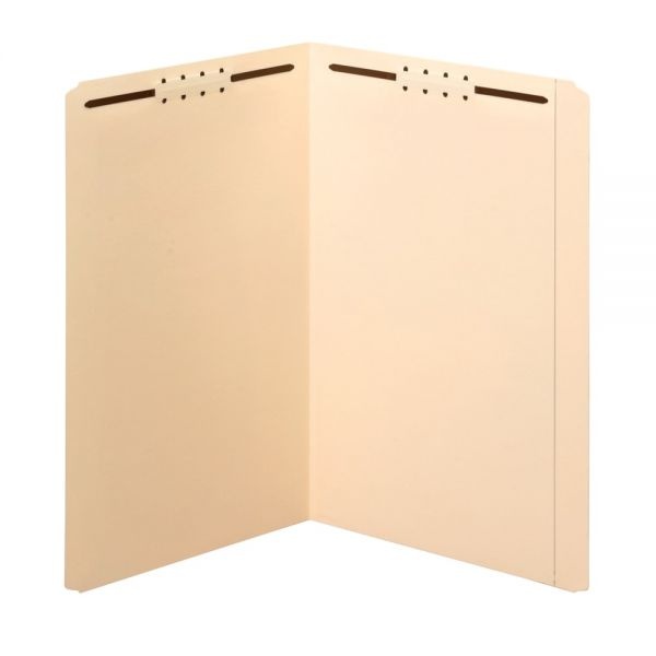 Manila Fastener Folders, 2 Fasteners, Straight Cut, Legal Size, Box Of 50 Folders