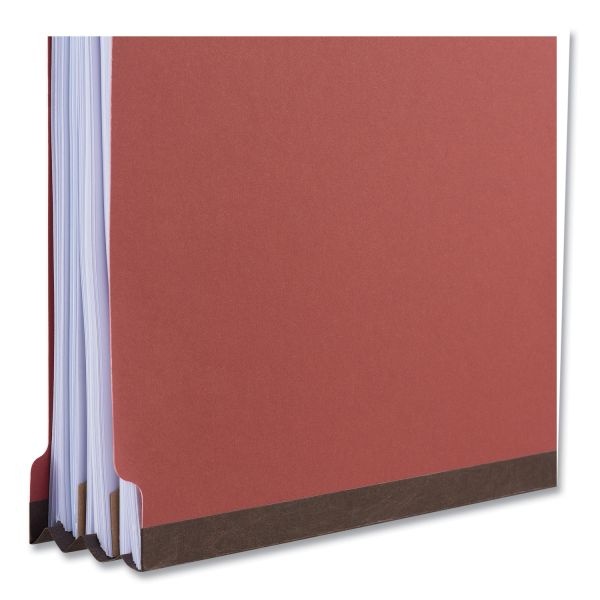 Universal Bright Colored Pressboard Classification Folders, 2" Expansion, 1 Divider, 4 Fasteners, Legal Size, Ruby Red Exterior, 10/Box