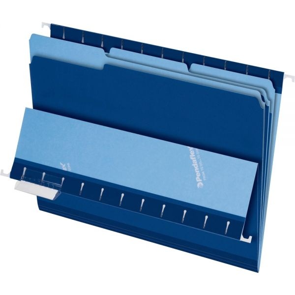Pendaflex 1/3-Cut Color Interior Folders, Letter Size, Navy, Box Of 100