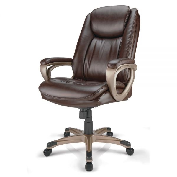 Realspace Treswell Bonded Leather HighBack Executive Chair, Brown