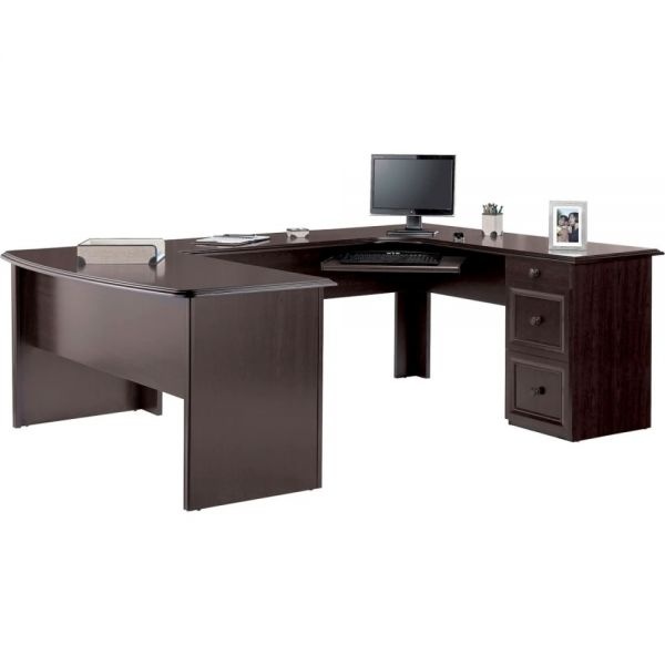 Realspace Broadstreet 65"W U-Shaped Executive Desk, Walnut