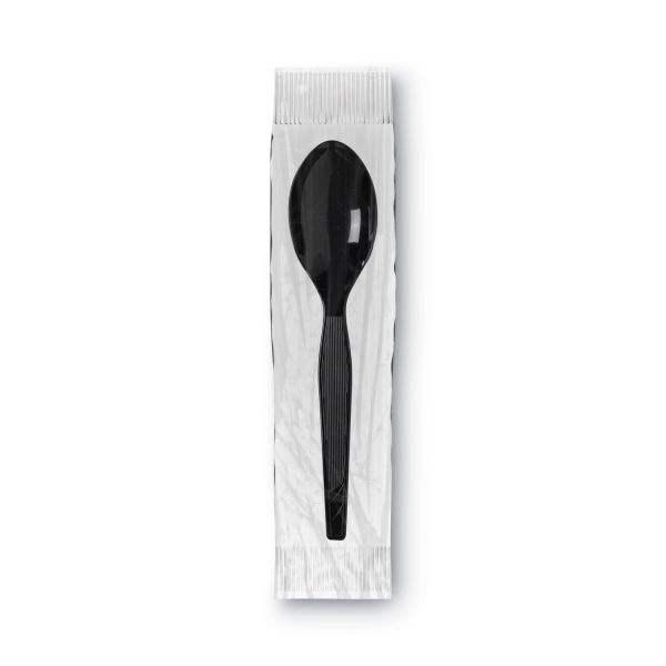 Dixie Grab’N Go Wrapped Cutlery, Teaspoons, Black, 90/Box, 6 Box/Carton