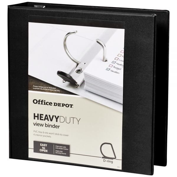 [In]Place Heavy-Duty View 3-Ring Binder, 2" D-Rings, Black