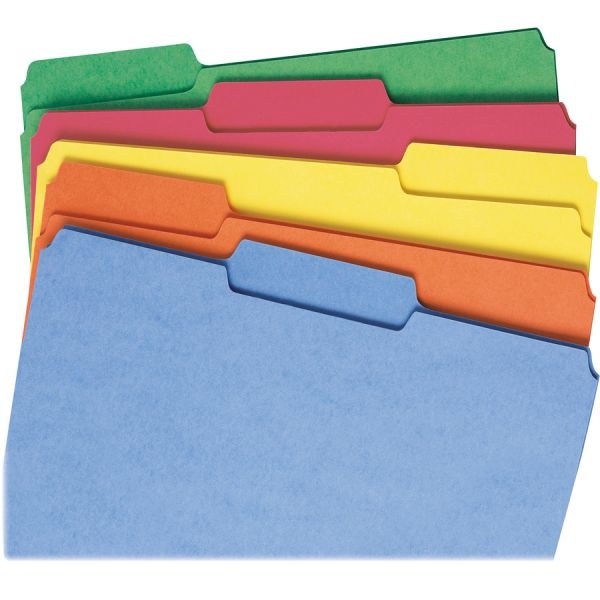 Smead Reinforced Top Tab Colored File Folders, 1/3-Cut Tabs: Assorted, Letter Size, 0.75" Expansion, Assorted Colors, 100/Box