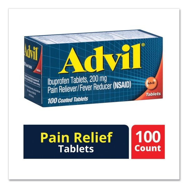 Advil Ibuprofen Pain Reliever Tablets, 100 Count