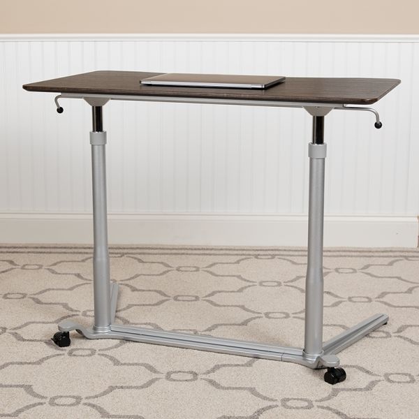 Merritt Sit-Down, Stand-Up Dark Wood Grain Computer Ergonomic Desk With 37.375"W Top (Adjustable Range 29" - 40.75")