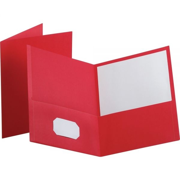 Oxford Twin-Pocket Folder, 100-Sheet Capacity, Red, 25/Box