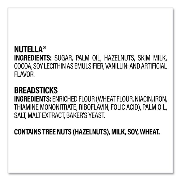 Nutella Hazelnut Spread And Breadsticks, 1.8 Oz Single-Serve Tub, 16/Pack