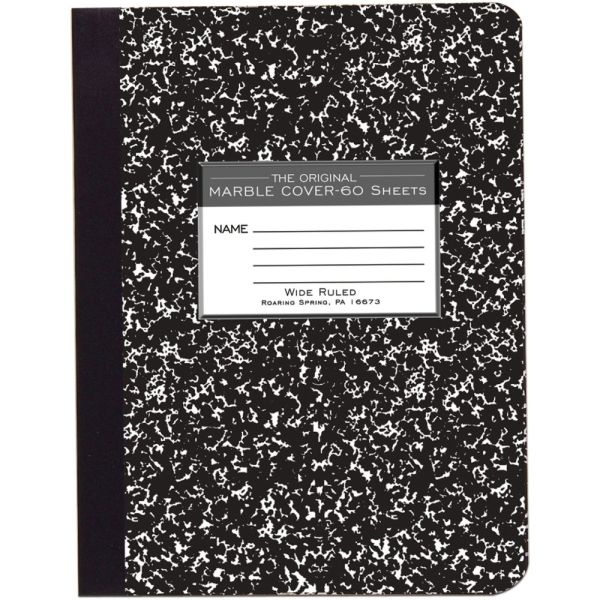 Roaring Spring Marble Cover Composition Book, Wide/Legal Rule, Black Marble Cover, 9.75 X 7.5, 60 Sheets