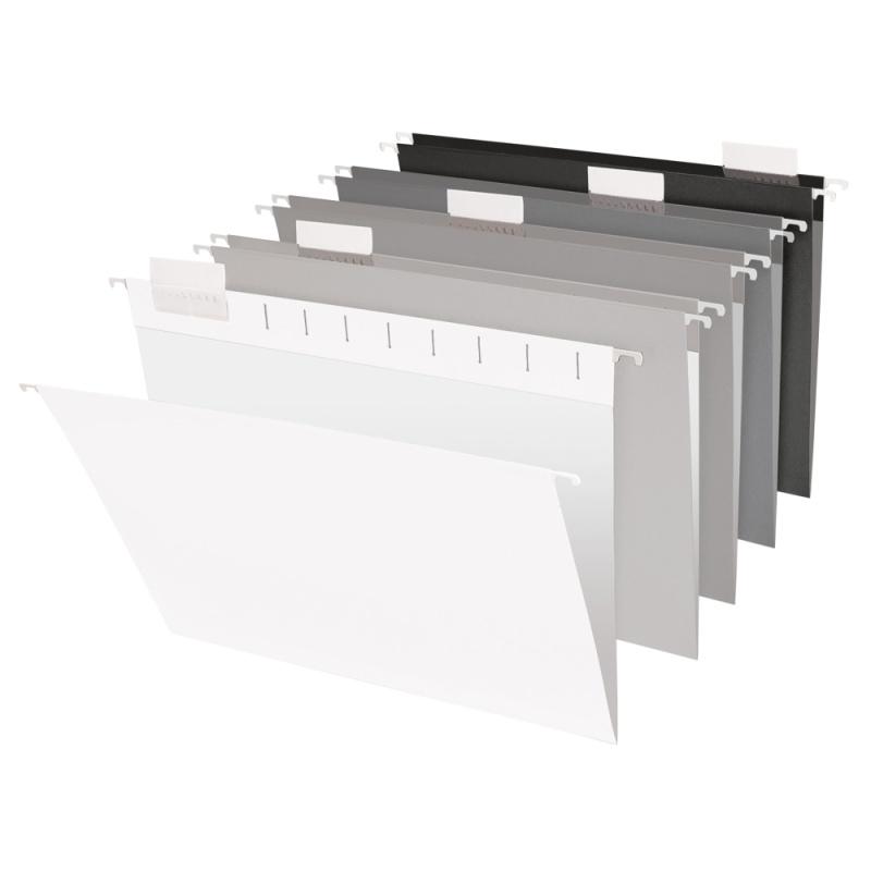 Hanging File Folders, 1/5-Cut, Letter Size, Assorted Grayscale Colors, Pack of 25 Folders