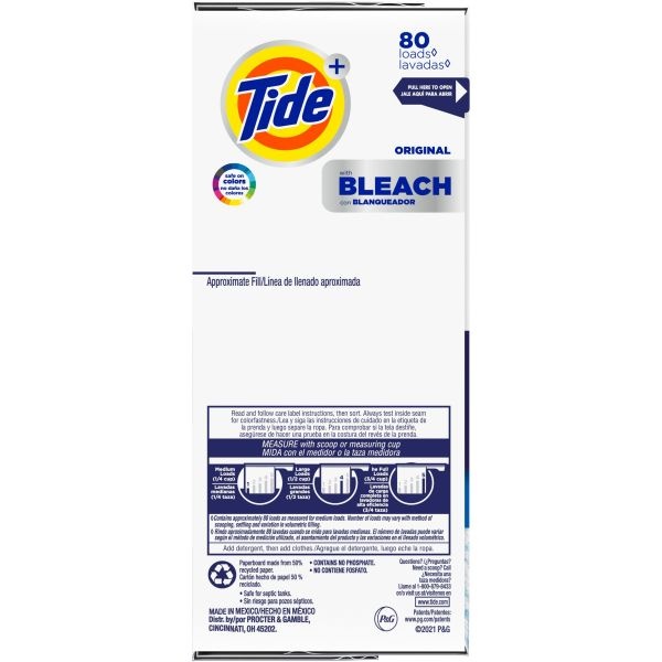 Tide Laundry Detergent With Bleach, Tide Original Scent, Powder, 144 Oz Box, 2/Carton