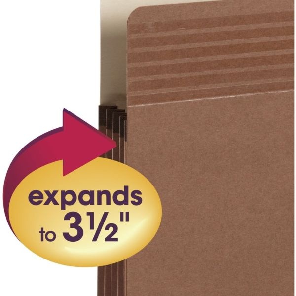Smead Easy Grip Expanding Pockets, Legal Size, 3 1/2" Expansion, 30% Recycled, Redrope, Pack Of 25