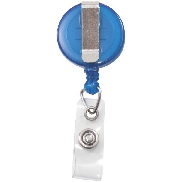 Advantus Translucent Retractable Id Card Reel With Snaps, Translucent Blue/Clear, Pack Of 12