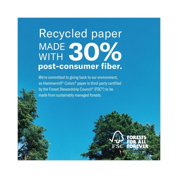 Hammermill Fore Super-Premium Color Copy Paper, Blue, Letter (8.5" X 11"), 500 Sheets Per Ream, 20 Lb, 30% Recycled