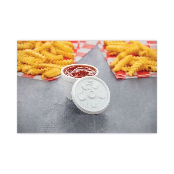 Dart Plastic Lids For Foam Containers, Vented, Fits 3.5-6 Oz, White, 100/Pack, 10 Packs/Carton