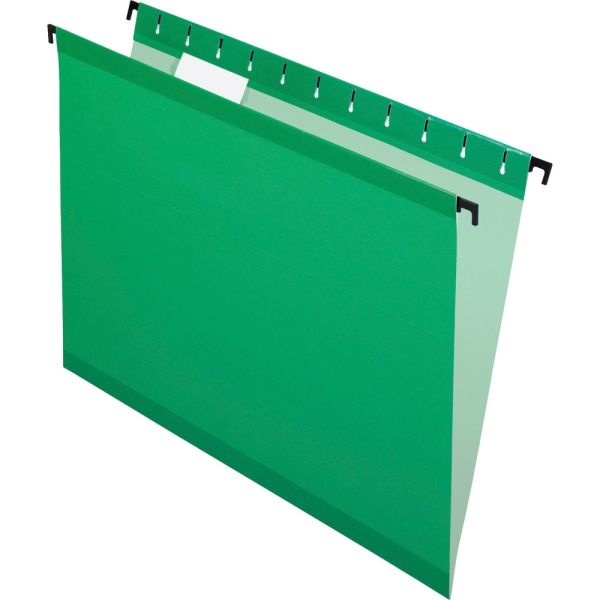 Pendaflex Surehook Reinforced Hanging Folders, 1/5-Cut, Letter Size, Bright Green, Box Of 20