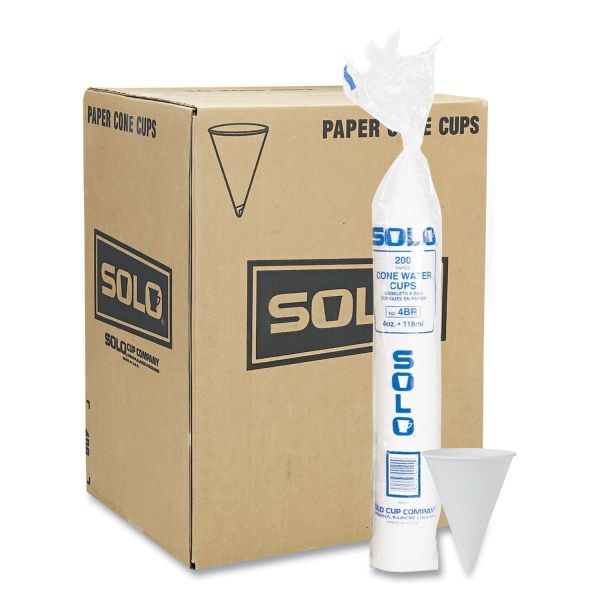 Cone Water Cups, Proplanet Seal, Cold, Paper, 4 Oz, White, 200/Bag, 25 Bags/Carton