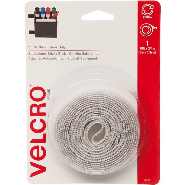 Velcro(R) Brand Sticky Back Tape Hook Only .75"X10'