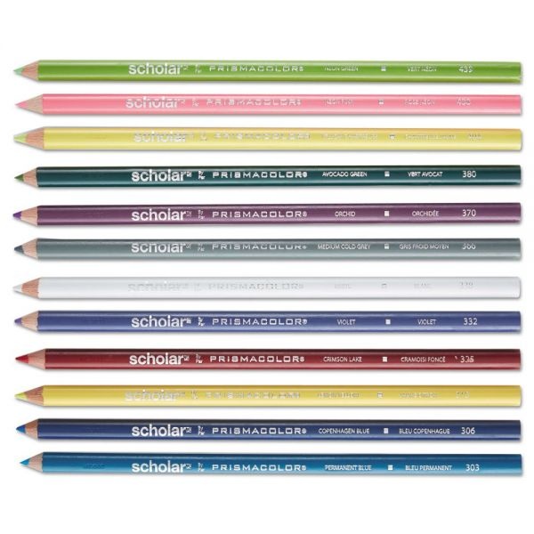 Prismacolor Scholar Colored Pencil Set, 3 Mm, Hb (#2.5), Assorted Lead/Barrel Colors, 48/Pack