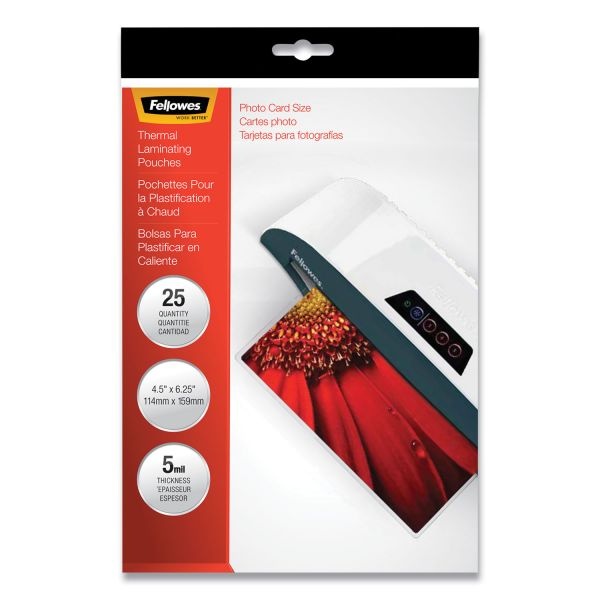 Fellowes Laminating Pouches, 5Mil, 4 1/2 X 6 1/4, 25/Pack